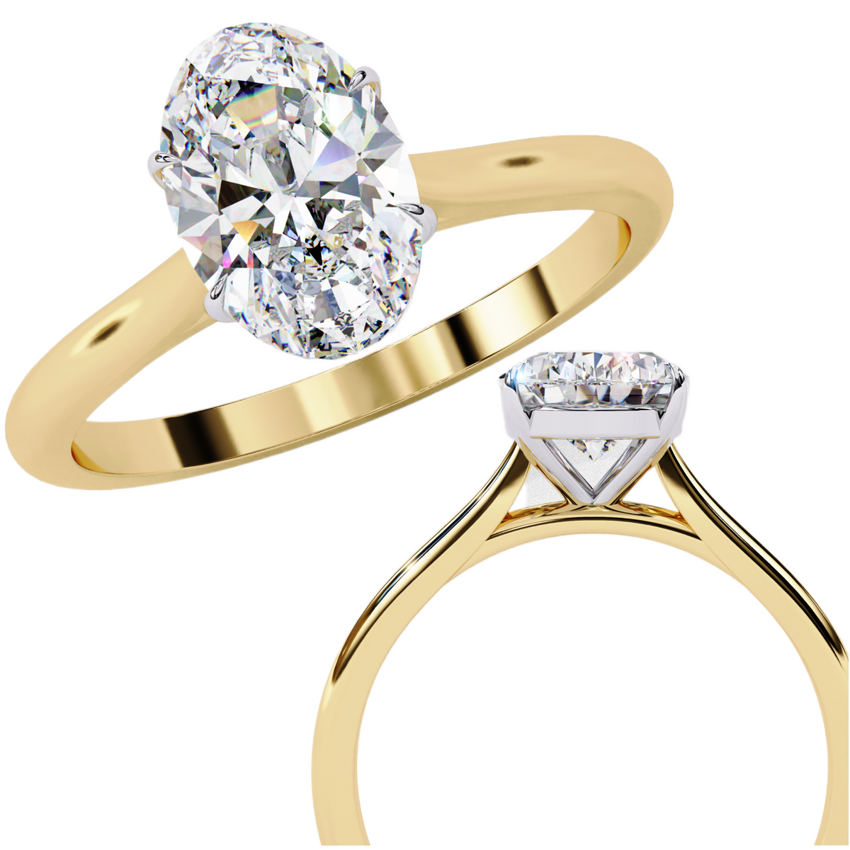 Reverra 14K Oval Solitaire Diamond Engagement Ring, CTTW-1.2