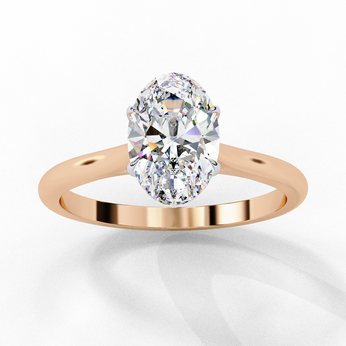 Reverra 14K Gold Oval Lab Grown Diamond Solitaire Sparkle Engagement Ring for Women, CTTW-1.2
