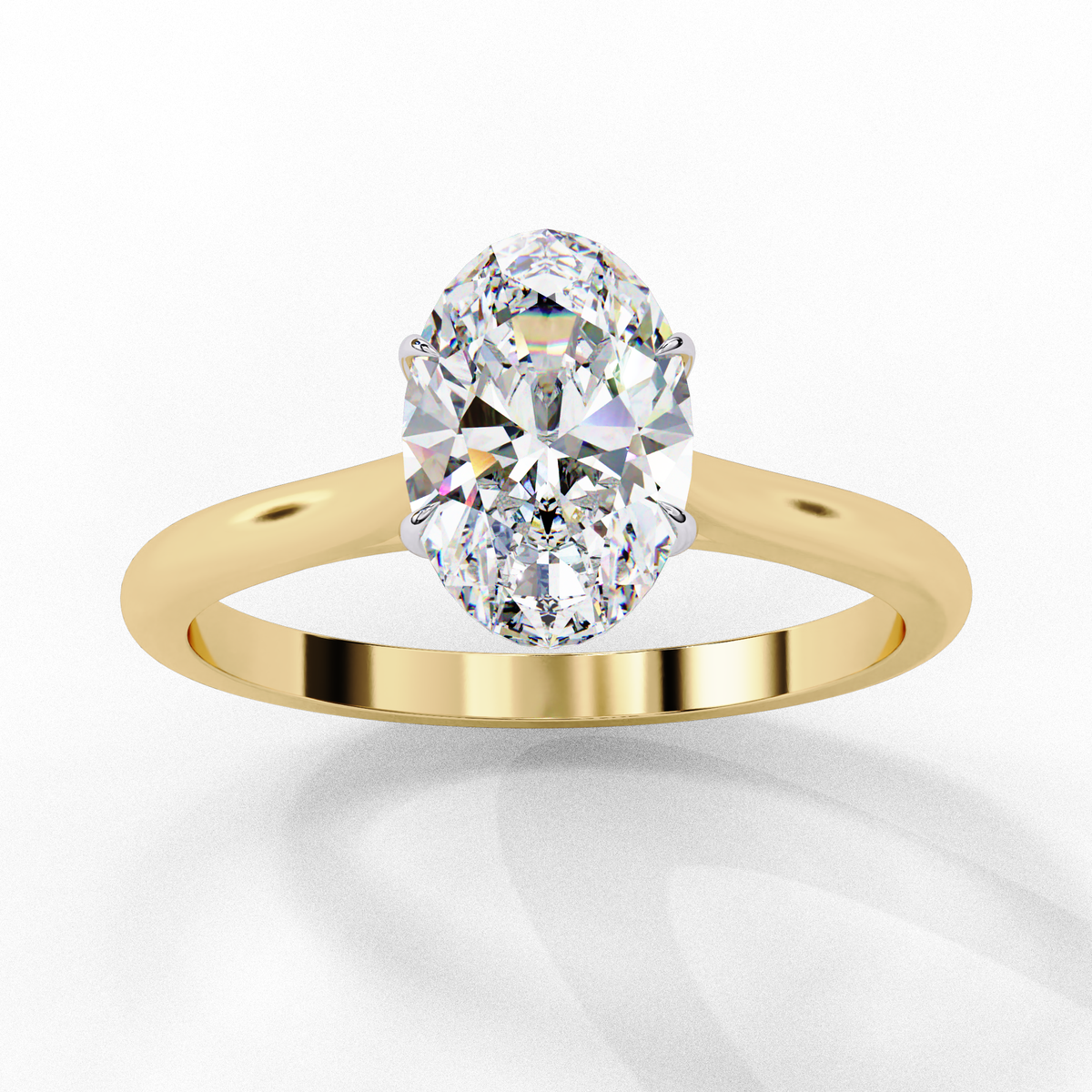 Reverra 14K Gold Oval Lab Grown Diamond Solitaire Sparkle Engagement Ring for Women, CTTW-1.2