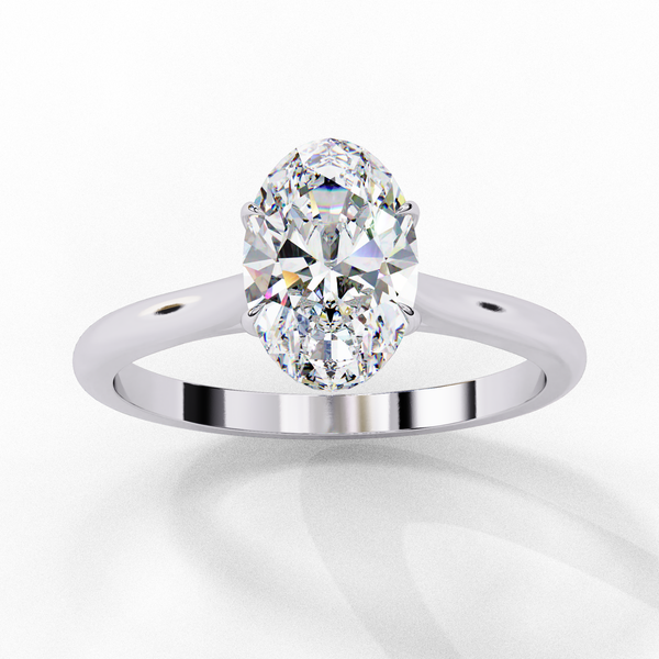 Reverra 14K Gold Oval Lab Grown Diamond Solitaire Sparkle Engagement Ring for Women, CTTW-1.2
