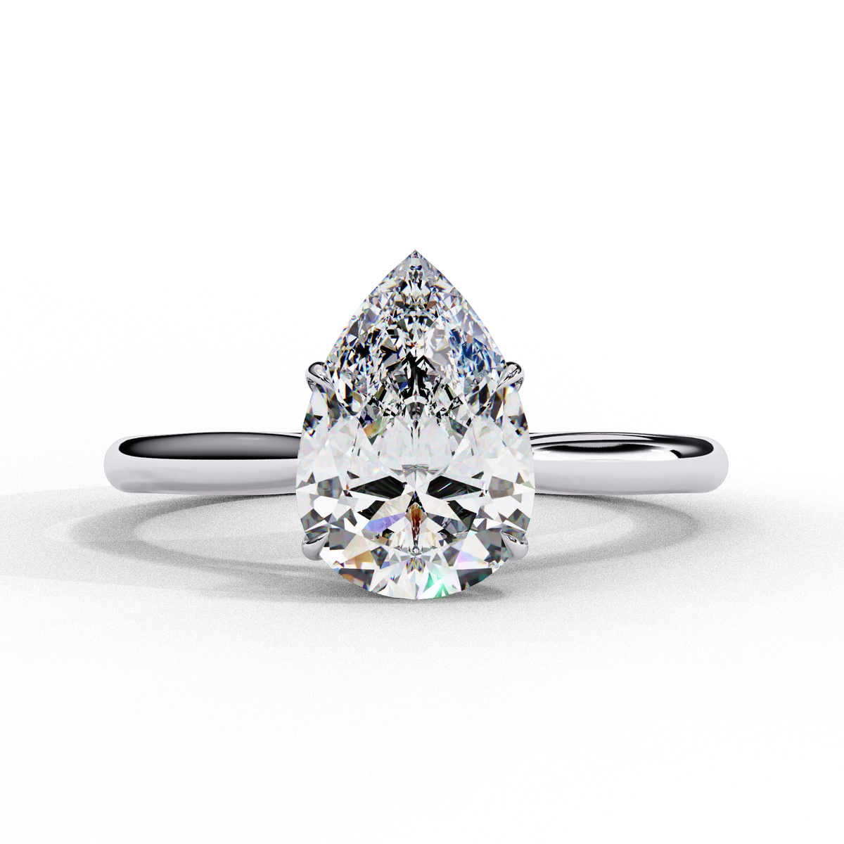Reverra 14K Pear Solitaire Diamond Engagement Ring, CTTW-0.89