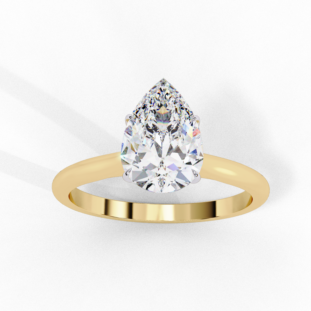 Reverra 14K Gold Pear Lab Grown Diamond Solitaire Engagement Ring for Women, CTTW-0.89