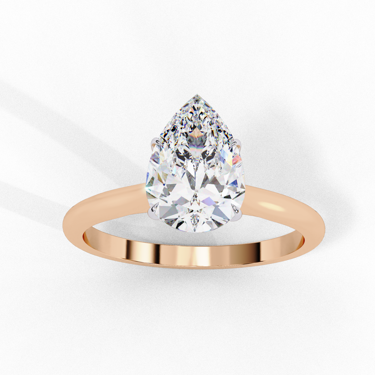 Reverra 14K Gold Pear Lab Grown Diamond Solitaire Engagement Ring for Women, CTTW-0.89