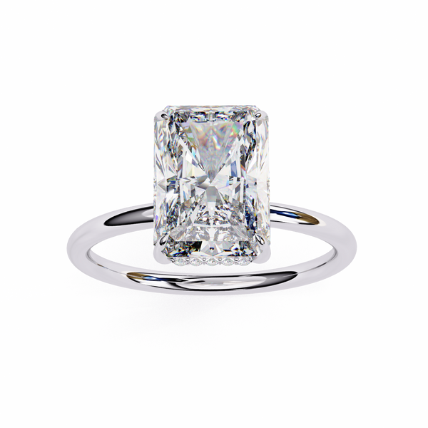 Reverra 14K Gold Radiant & Round Lab Grown Diamond Hidden Halo Solitaire Engagement Ring for Women, CTTW-2.53