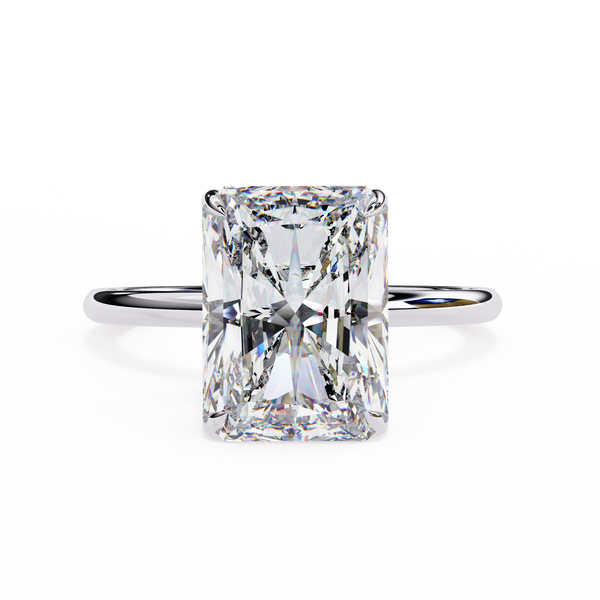Reverra 14K Gold Radiant & Round Lab Grown Diamond Hidden Halo Solitaire Engagement Ring for Women, CTTW-2.53