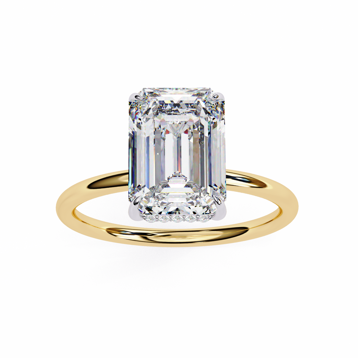 Reverra 14K Gold Radiant & Round Lab-Grown Daimond Hidden Halo Engagement Ring for Women, CTTW-2.62