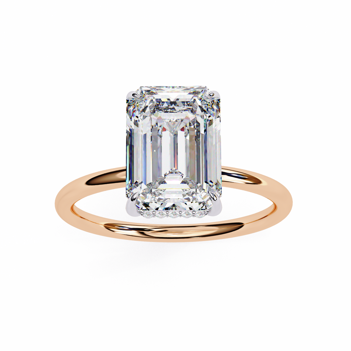 Reverra 14K Gold Radiant & Round Lab-Grown Daimond Hidden Halo Engagement Ring for Women, CTTW-2.62