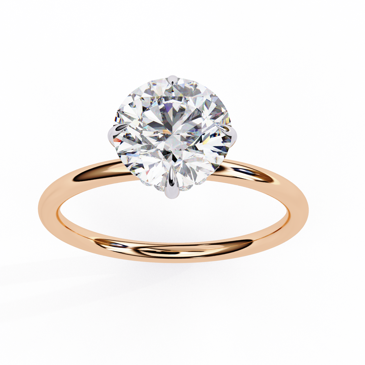 Reverra 14K Gold Round Lab Grown Diamond Solitaire Engagement Ring for Women, CTTW-1.92