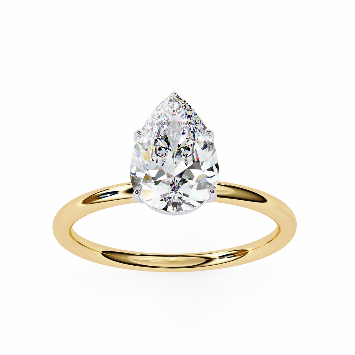 Reverra 14K Pear Diamond Solitaire Engagement Ring, CTTW-0.89
