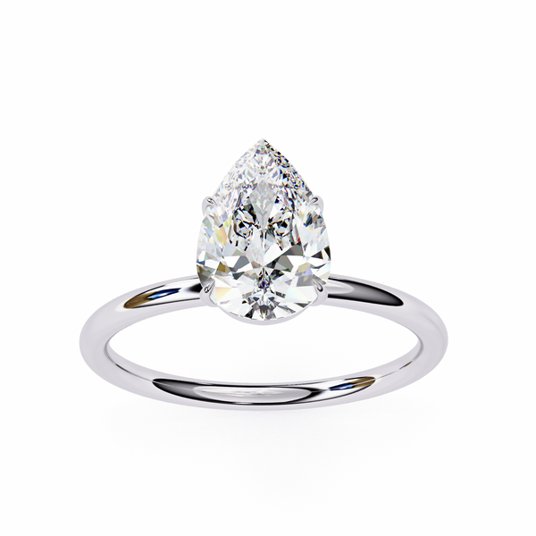 Reverra 14K Gold Pear Lab Grown Diamond Solitaire Sparkle Engagement Ring for Women, CTTW-0.89