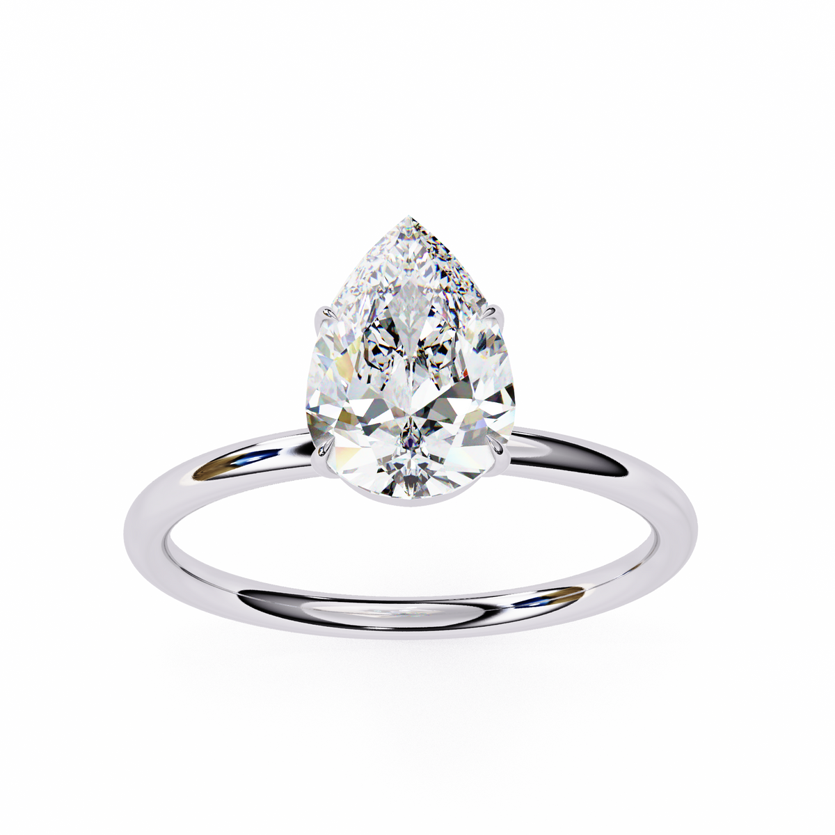 Reverra 14K Pear Diamond Solitaire Engagement Ring, CTTW-0.89