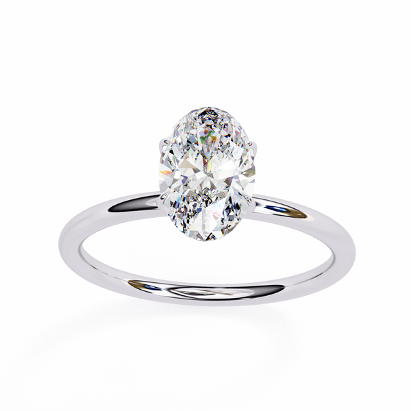 Reverra 14K Gold Oval Lab Grown Diamond Sparkle Solitaire Engagement Ring for Women, CTTW-1.2