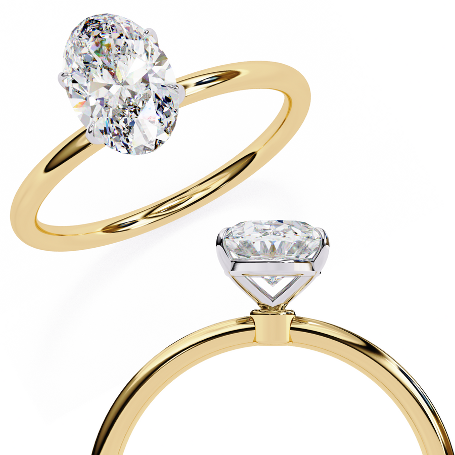 Reverra 14K Gold Oval Lab Grown Diamond Sparkle Solitaire Engagement Ring for Women, CTTW-1.2