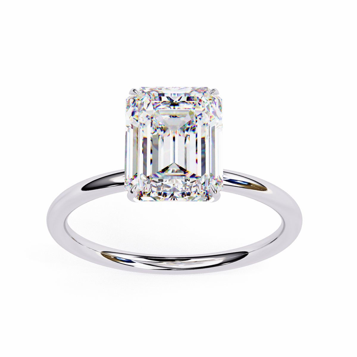 Reverra 14K Emerald Diamond Solitaire Engagement Ring, CTTW-2.56