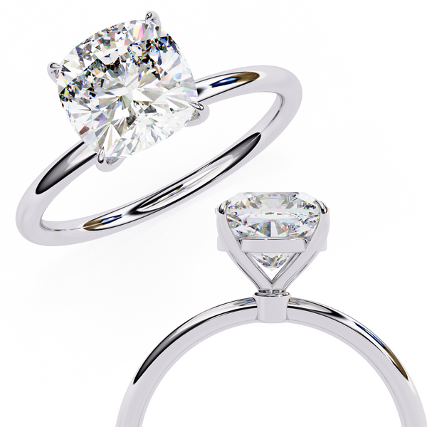 Reverra 14K Gold Cushion & Round Lab Grown Diamond Solitaire Engagement Ring for Women, CTTW-2.65