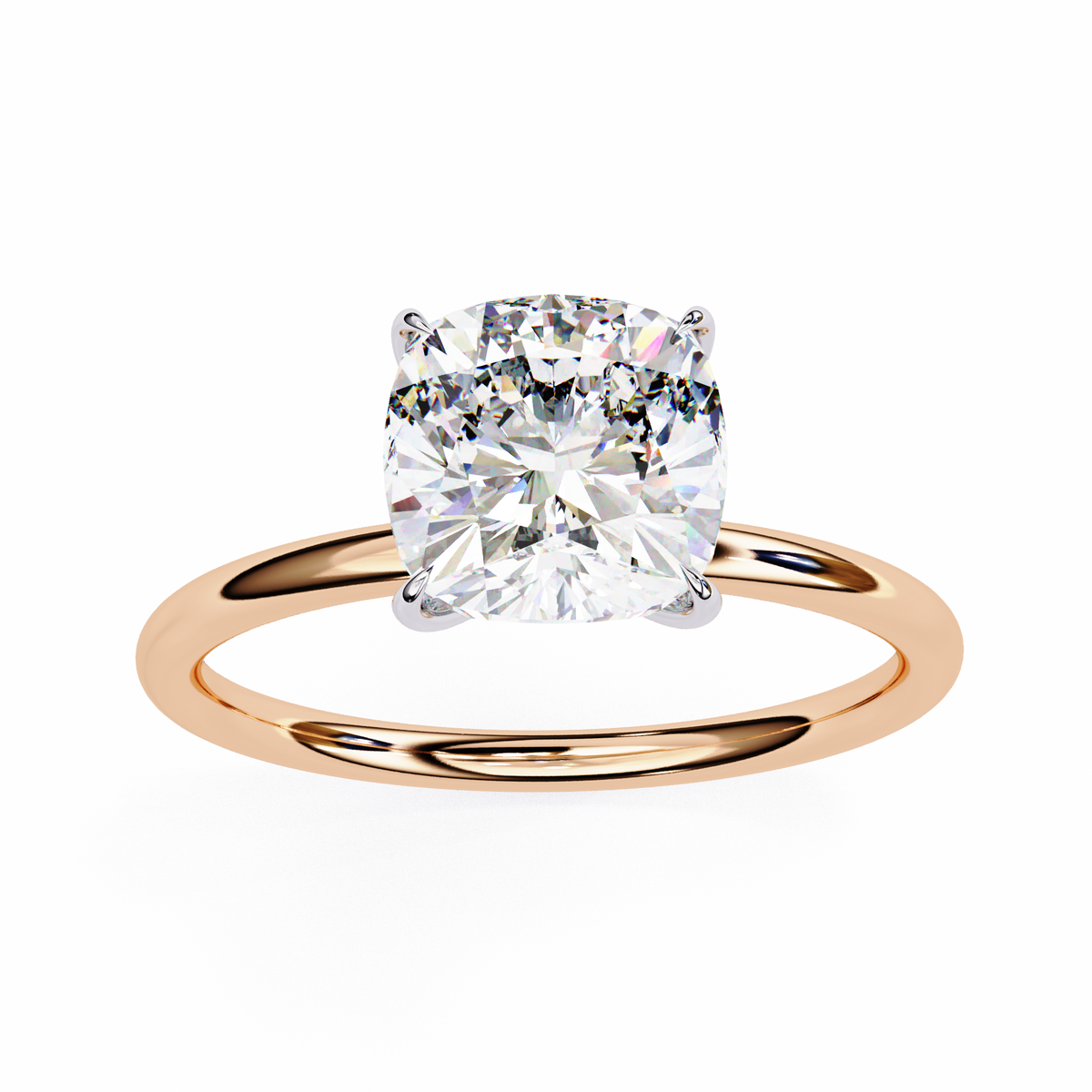 Reverra 14K Gold Cushion & Round Lab Grown Diamond Solitaire Engagement Ring for Women, CTTW-2.65