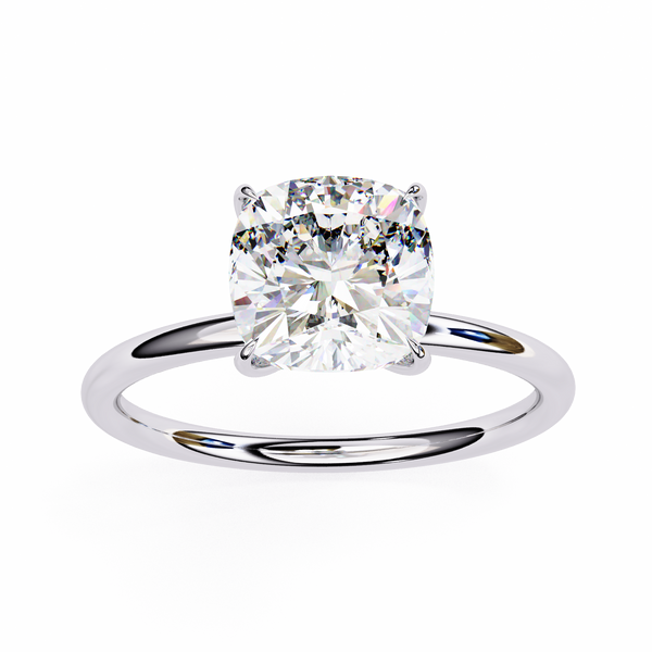 Reverra 14K Gold Cushion & Round Lab Grown Diamond Solitaire Engagement Ring for Women, CTTW-2.65