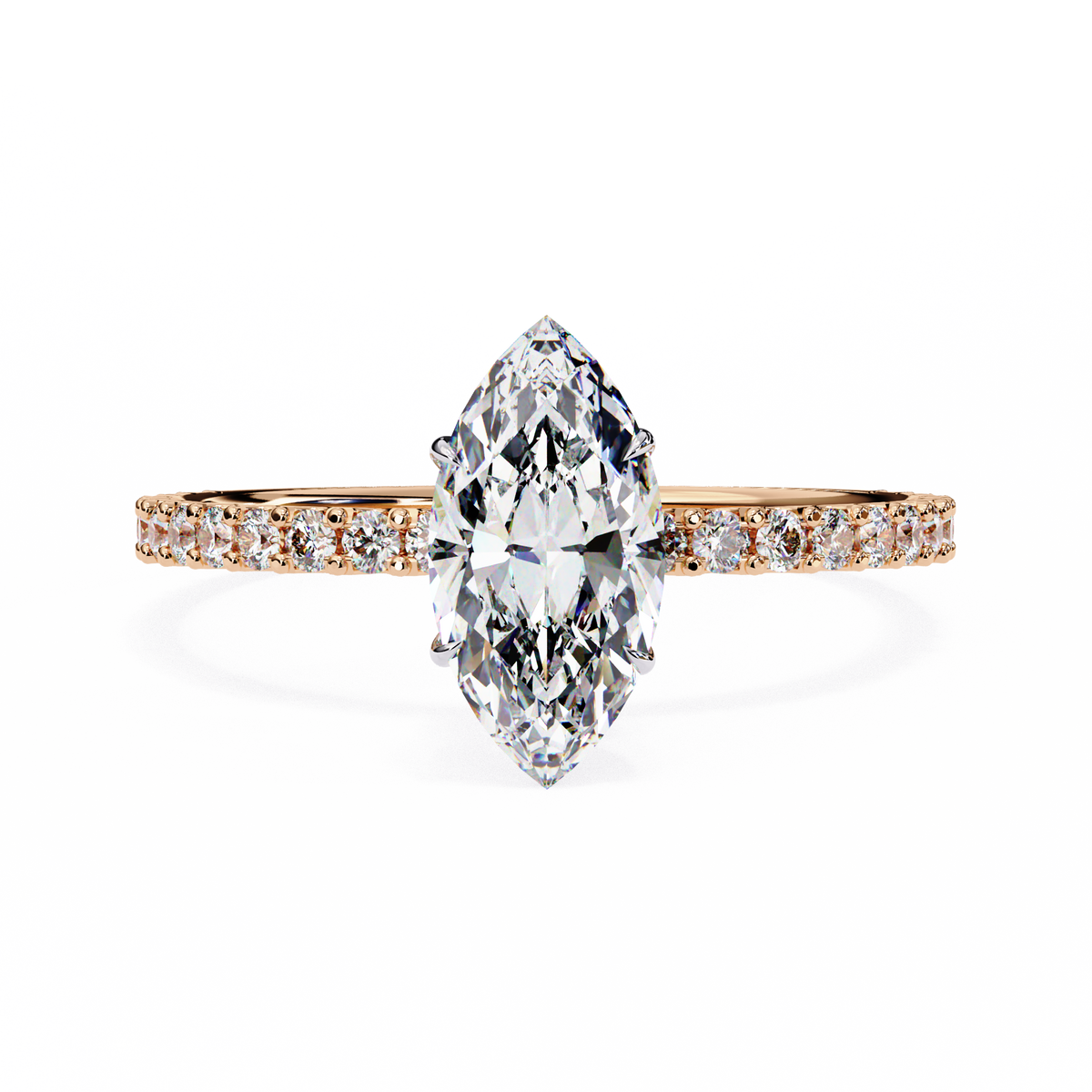 Reverra 14K Marquise Diamond Half Eternity Ring, CTTW-1.11