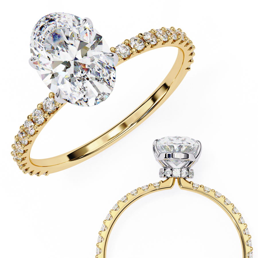 Reverra 14K Gold Oval & Round Lab Grown Diamond Half Eternity Ring for Women, CTTW-1.49