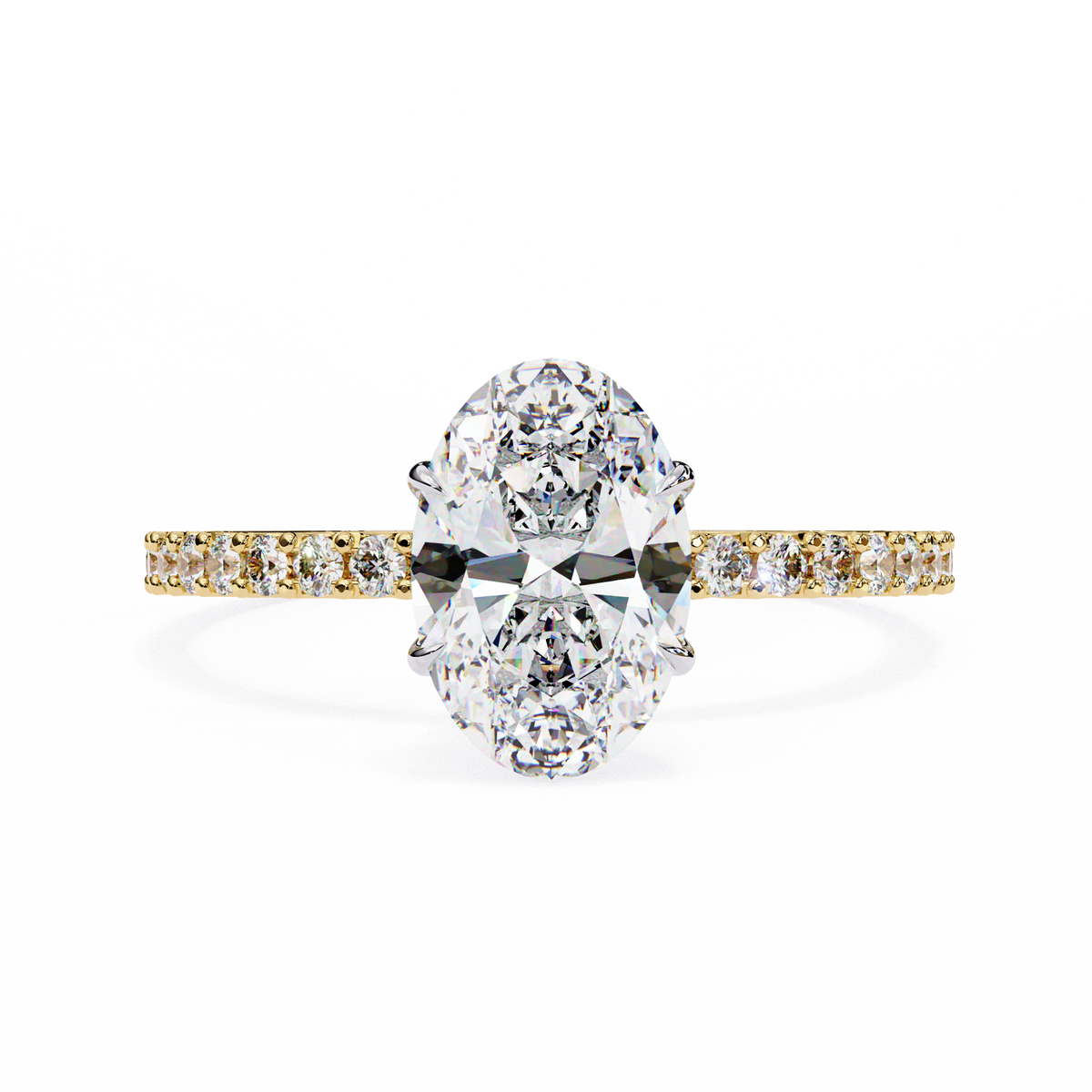 Reverra 14K Oval Diamond Half Eternity Ring, CTTW-1.49