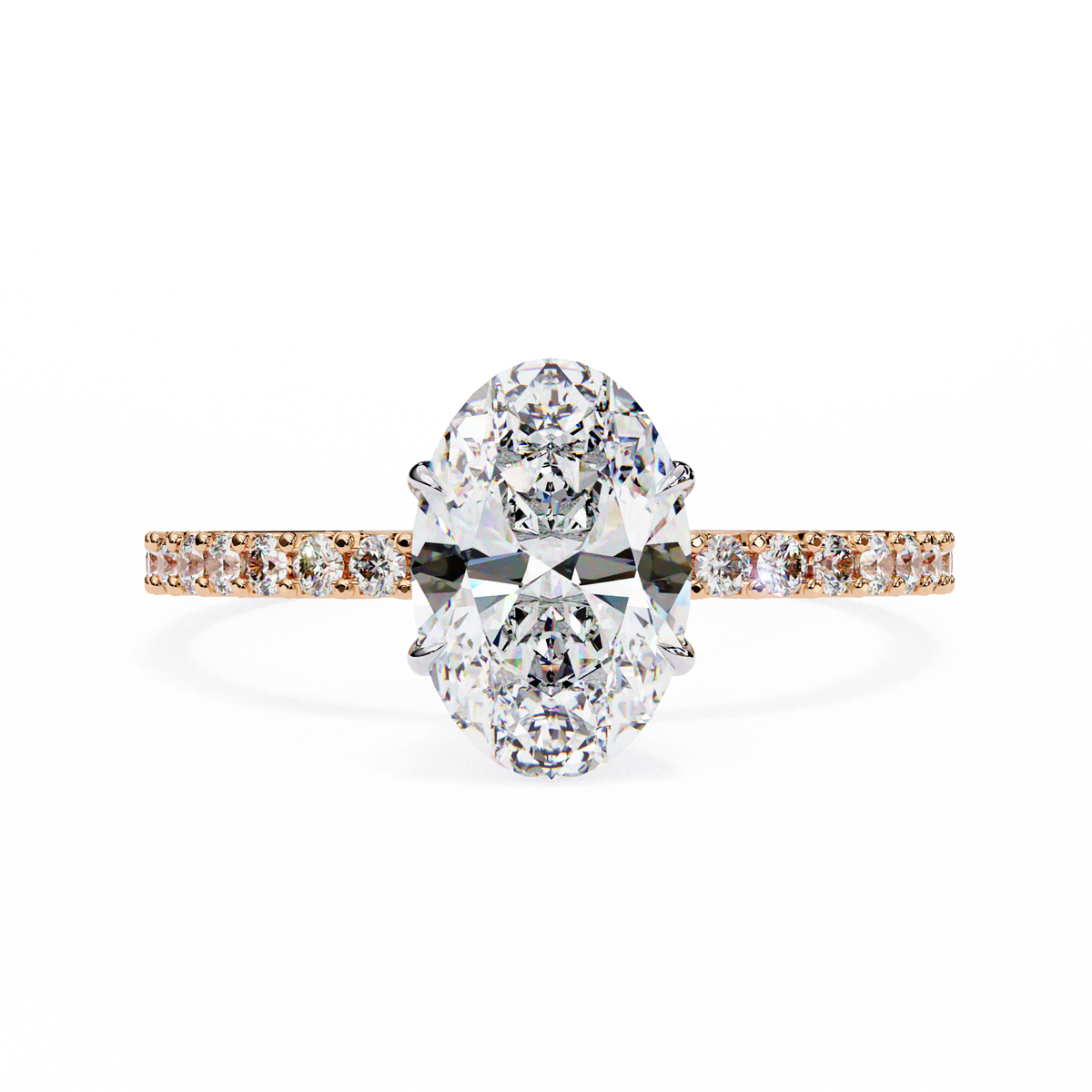 Reverra 14K Oval Diamond Half Eternity Ring, CTTW-1.49