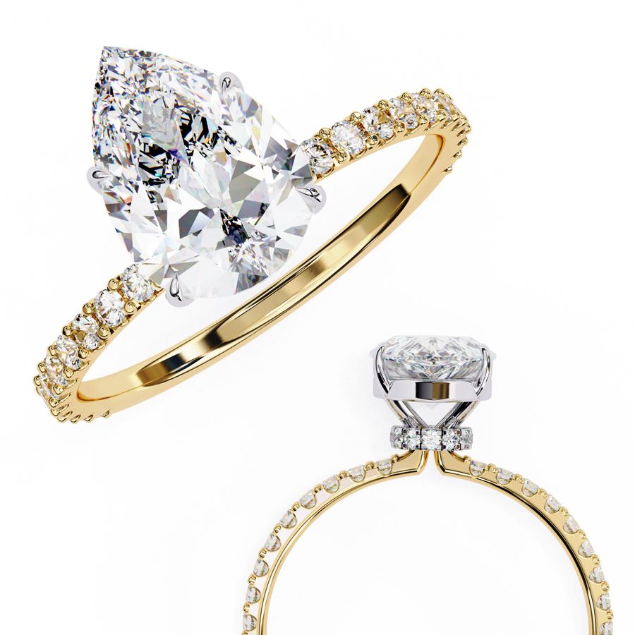 Reverra 14K Gold Pear & Round Lab Grown Diamond Half Eternity Ring for Women, CTTW-2.06
