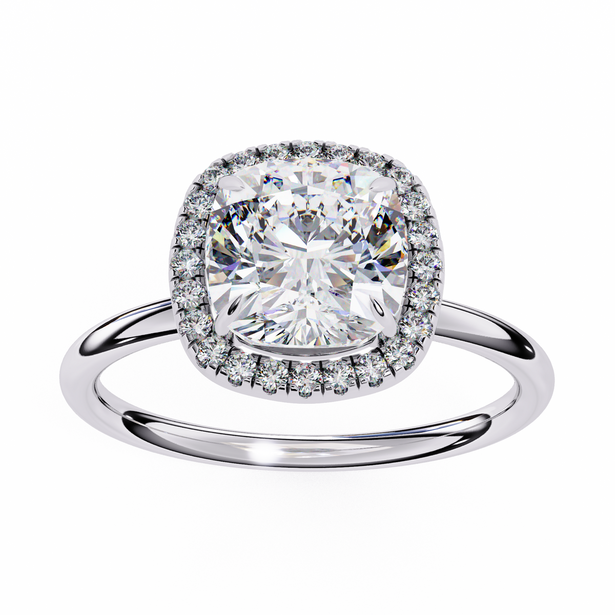 Reverra 14K Cushion Diamond Halo Engagement Ring, CTTW-1.91