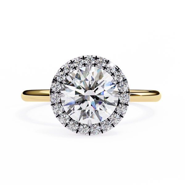 Reverra 14K Gold Round Lab Grown Diamond Halo Engagement Ring for Women, CTTW-1.68