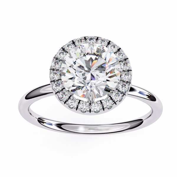Reverra 14K Gold Round Lab Grown Diamond Halo Engagement Ring for Women, CTTW-1.68