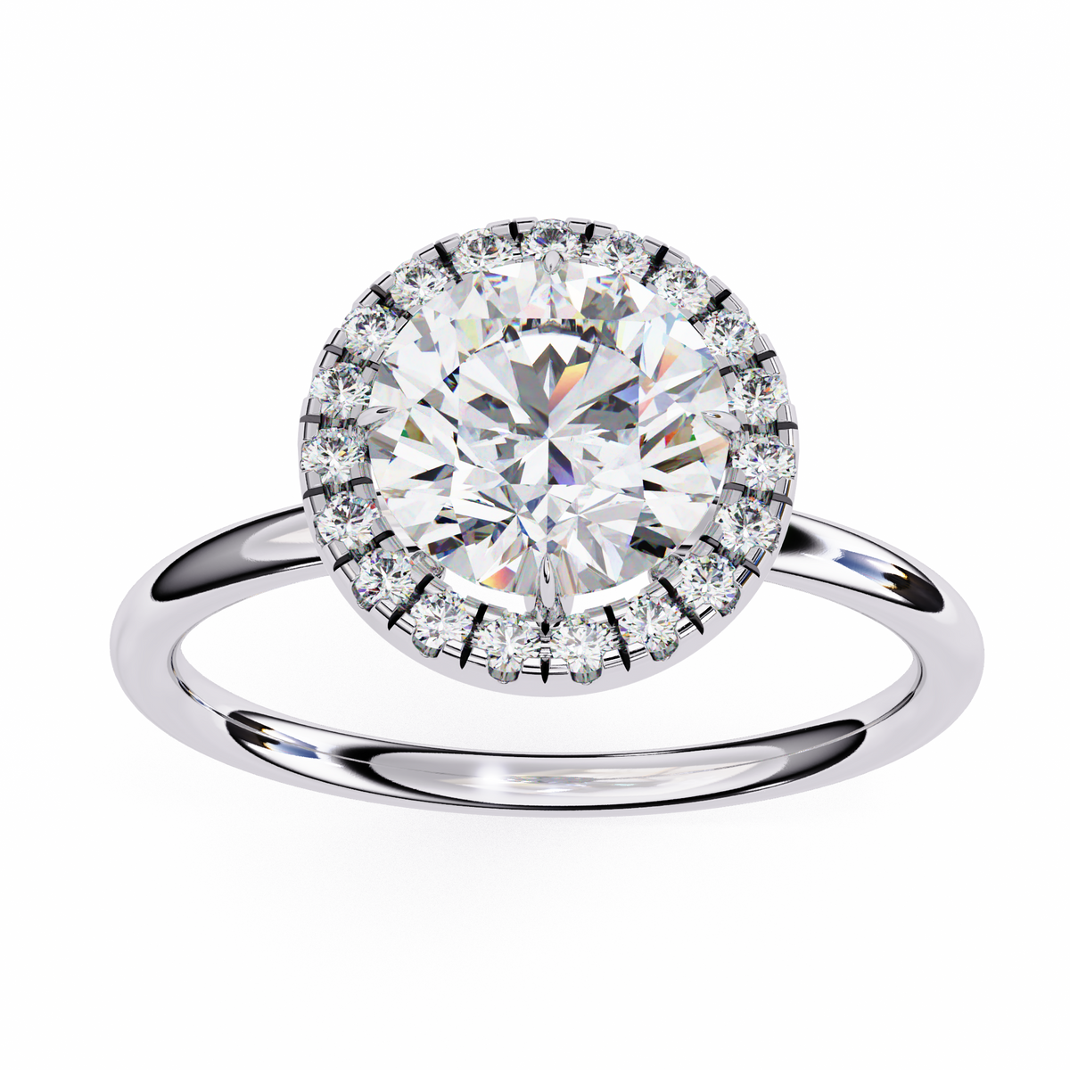 Reverra 14K Round Diamond Halo Engagement Ring, CTTW-1.68