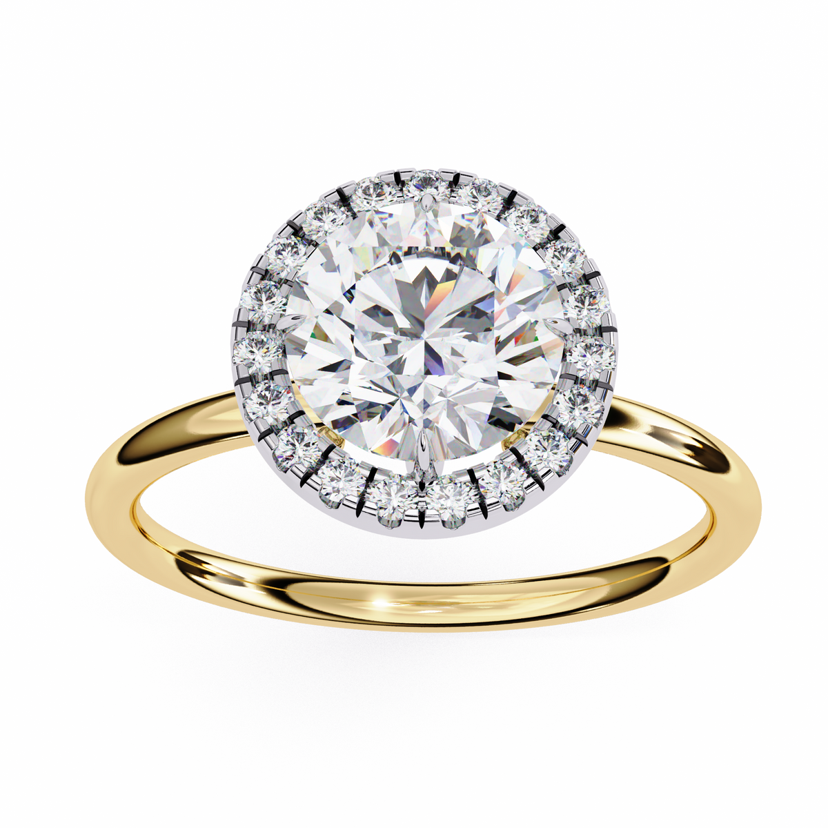 Reverra 14K Gold Round Lab Grown Diamond Halo Engagement Ring for Women, CTTW-1.68