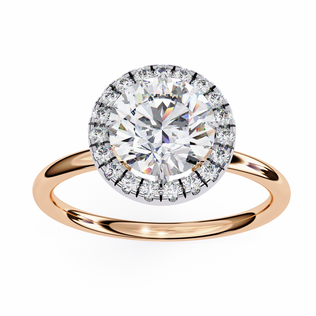 Reverra 14K Gold Round Lab Grown Diamond Halo Engagement Ring for Women, CTTW-1.68