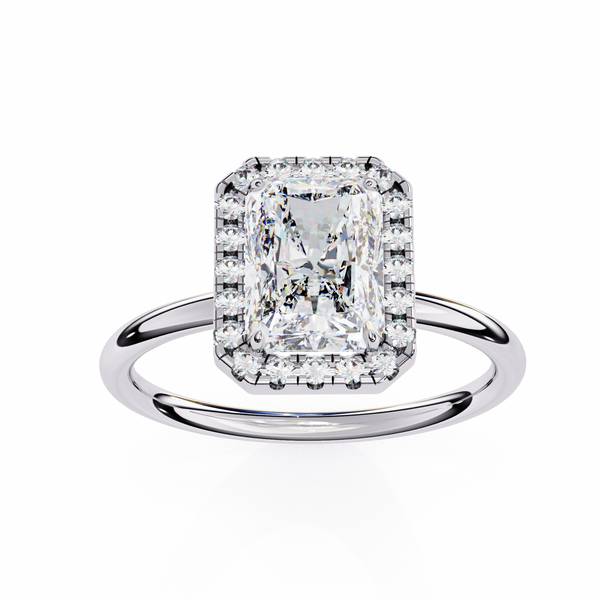 Reverra 14K Gold Radiant & Round Lab Grown Diamond Engagement Ring for Women, CTTW-1.96
