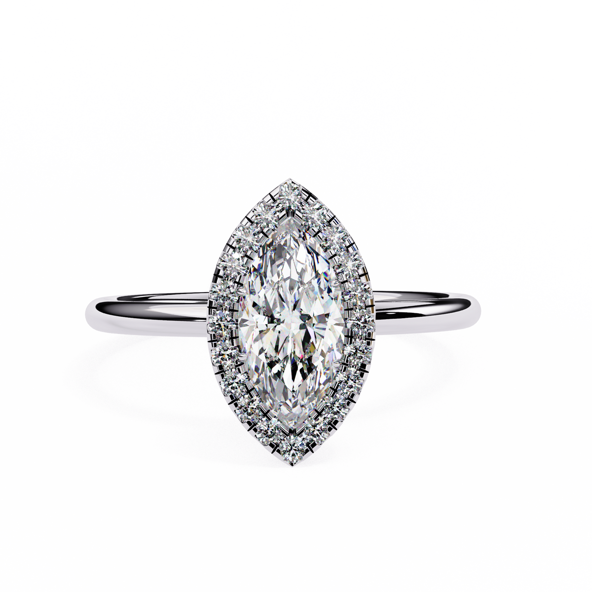 Reverra 14K Gold Marquise & Round Lab Grown Diamond Engagement Ring for Women, CTTW-0.98