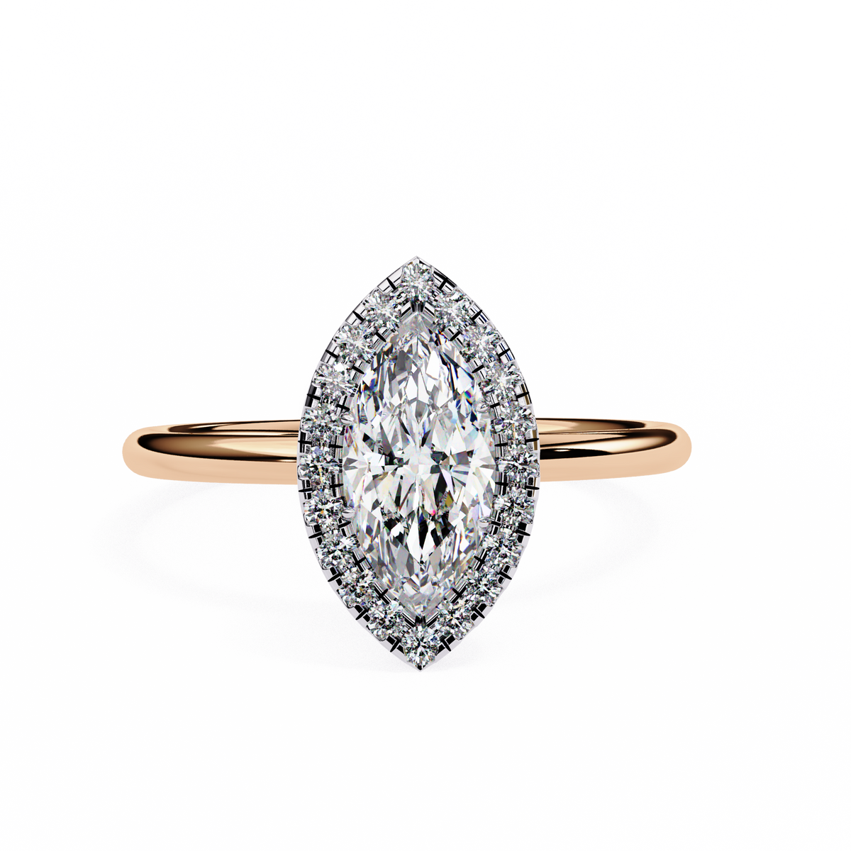 Reverra 14K Gold Marquise & Round Lab Grown Diamond Engagement Ring for Women, CTTW-0.98