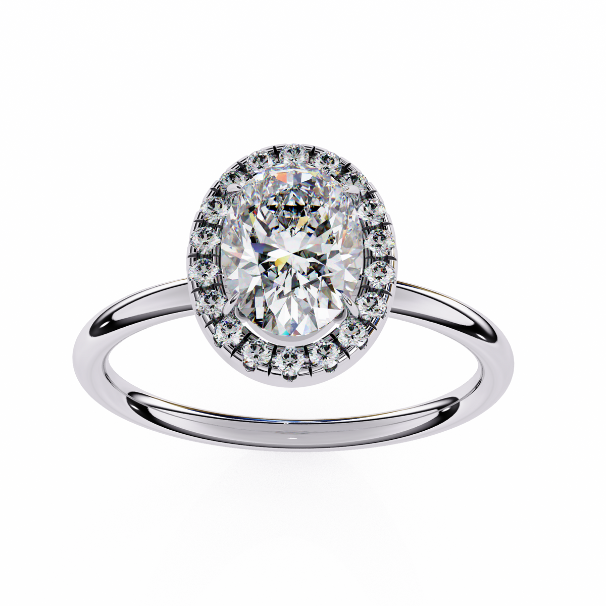 Reverra 14K Oval Diamond Halo Engagement Ring, CTTW-1.24