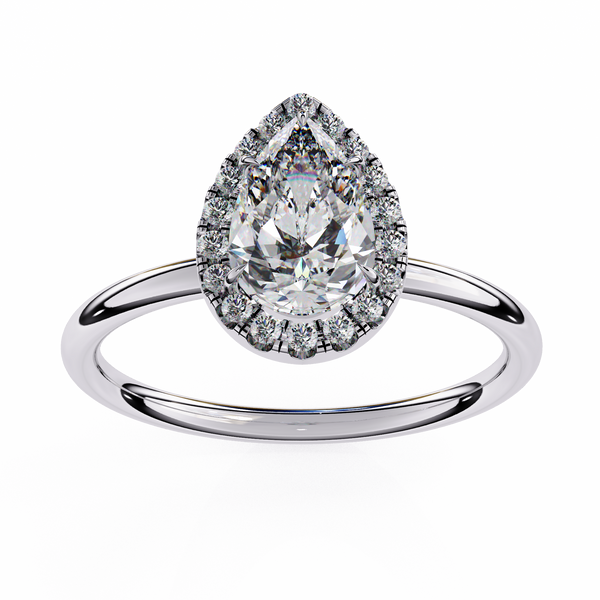 Reverra 14K Gold Pear & Round Lab Grown Diamond Halo Engagement Ring for Women, CTTW-1.35