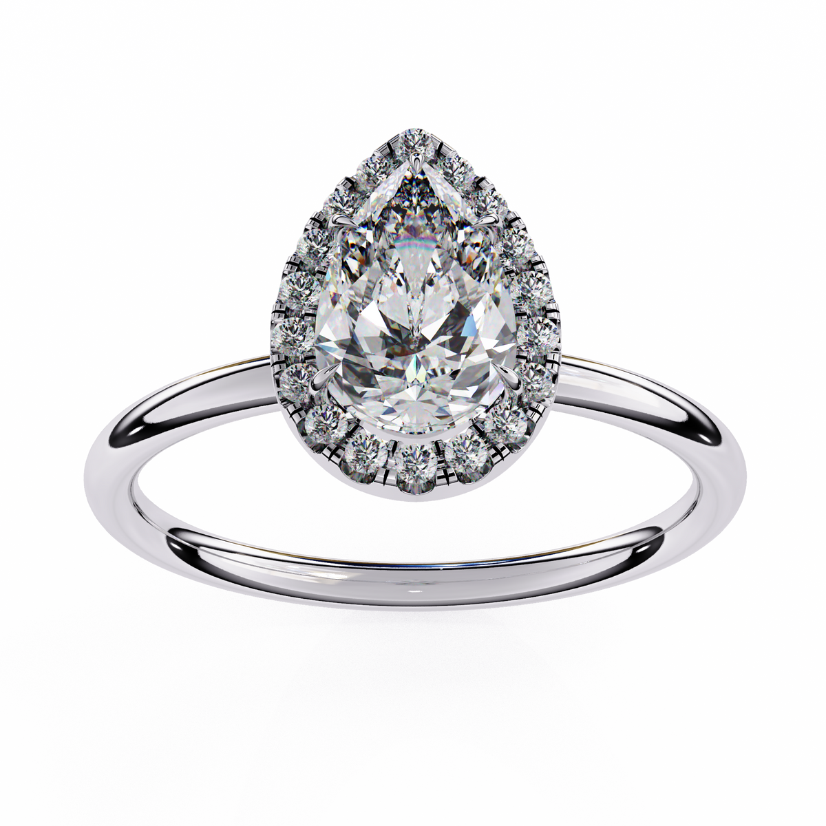 Reverra 14K Pear Diamond Halo Engagement Ring, CTTW-1.35