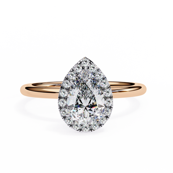 Reverra 14K Gold Pear & Round Lab Grown Diamond Halo Engagement Ring for Women, CTTW-1.35