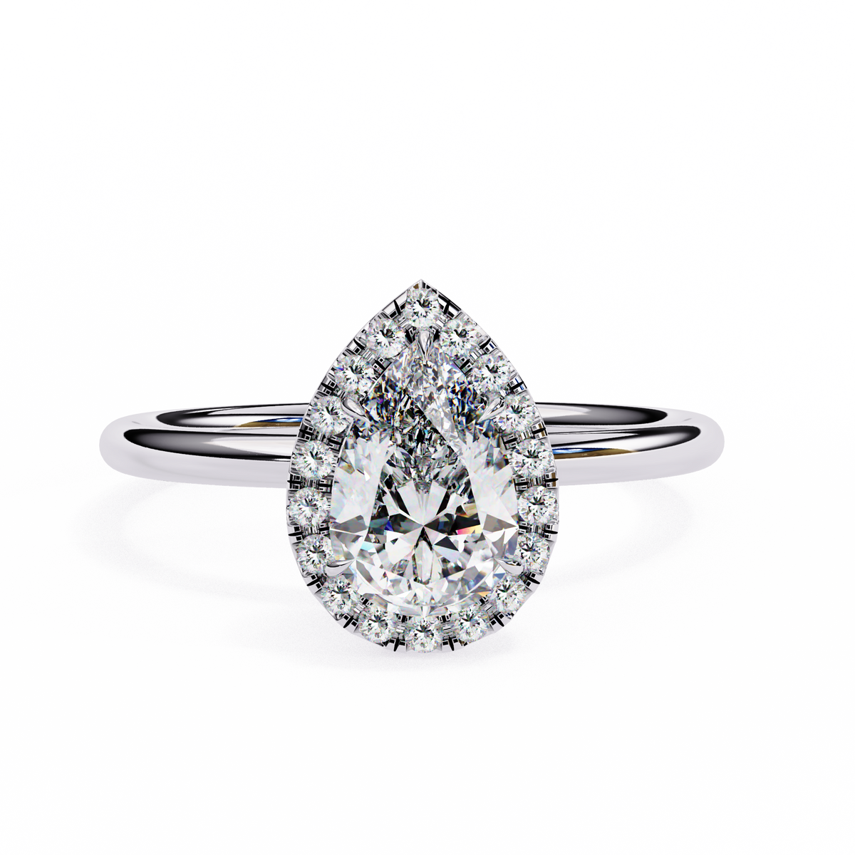 Reverra 14K Pear Diamond Halo Engagement Ring, CTTW-1.35