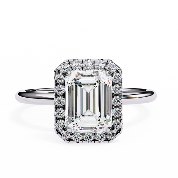 Reverra 14K Gold Emerald & Round Lab Grown Diamond Halo Engagement Ring for Women, CTTW-1.83