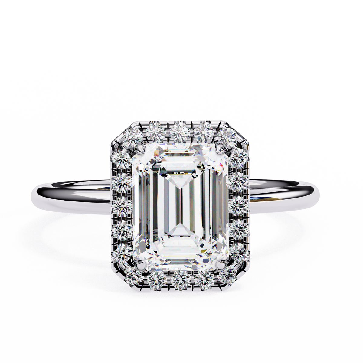 Reverra 14K Emerald Diamond Halo Engagement Ring, CTTW-1.83