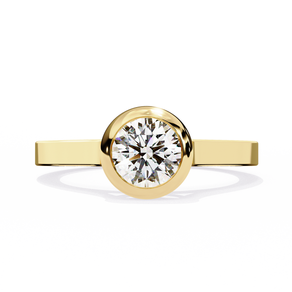 Reverra 14K Gold Round Lab Grown Diamond Bezel Engagement Ring for Women, CTTW-0.64