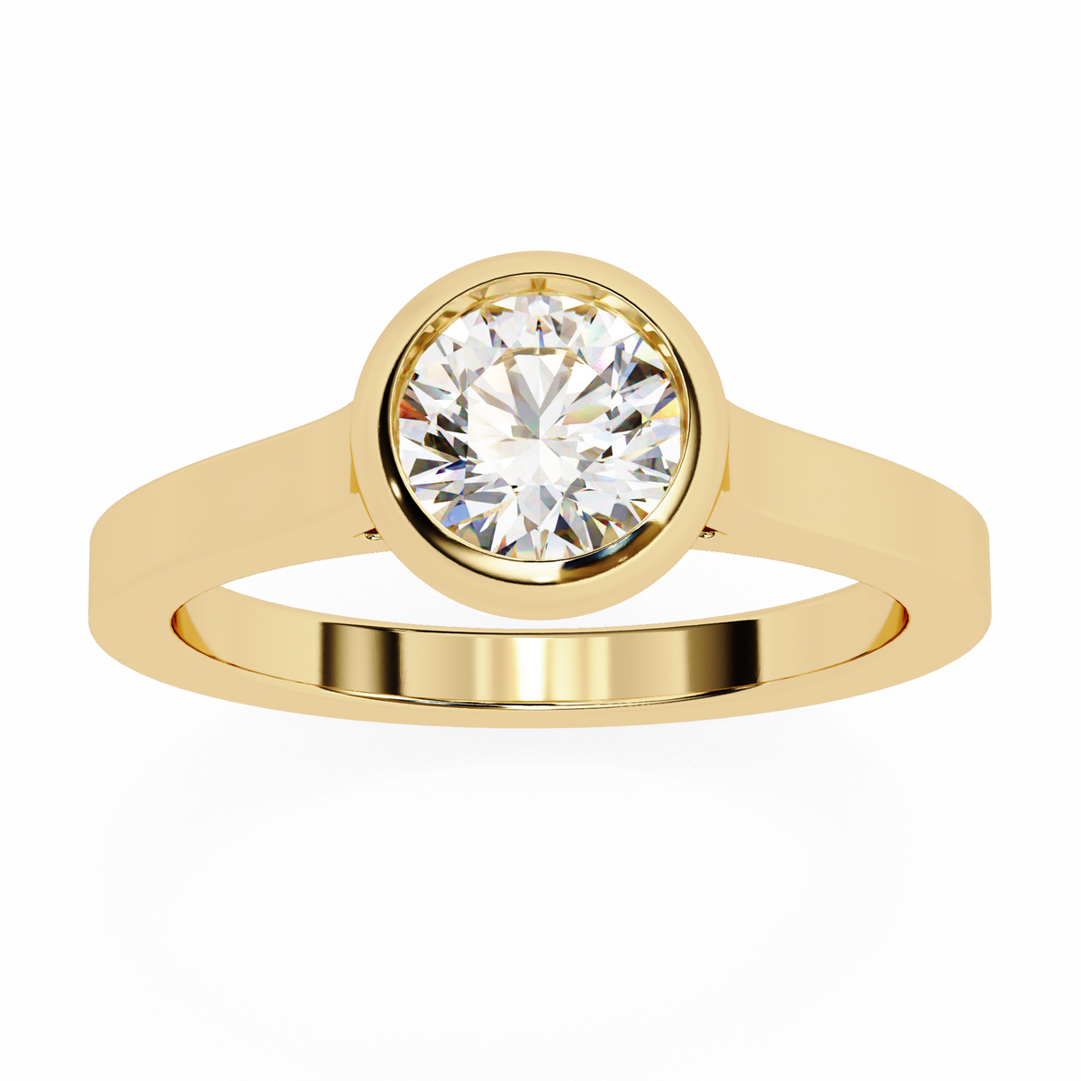 Reverra 14K Gold Round Lab Grown Diamond Bezel Engagement Ring for Women, CTTW-0.64