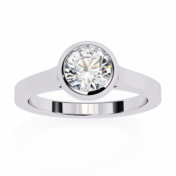 Reverra 14K Gold Round Lab Grown Diamond Bezel Engagement Ring for Women, CTTW-0.64