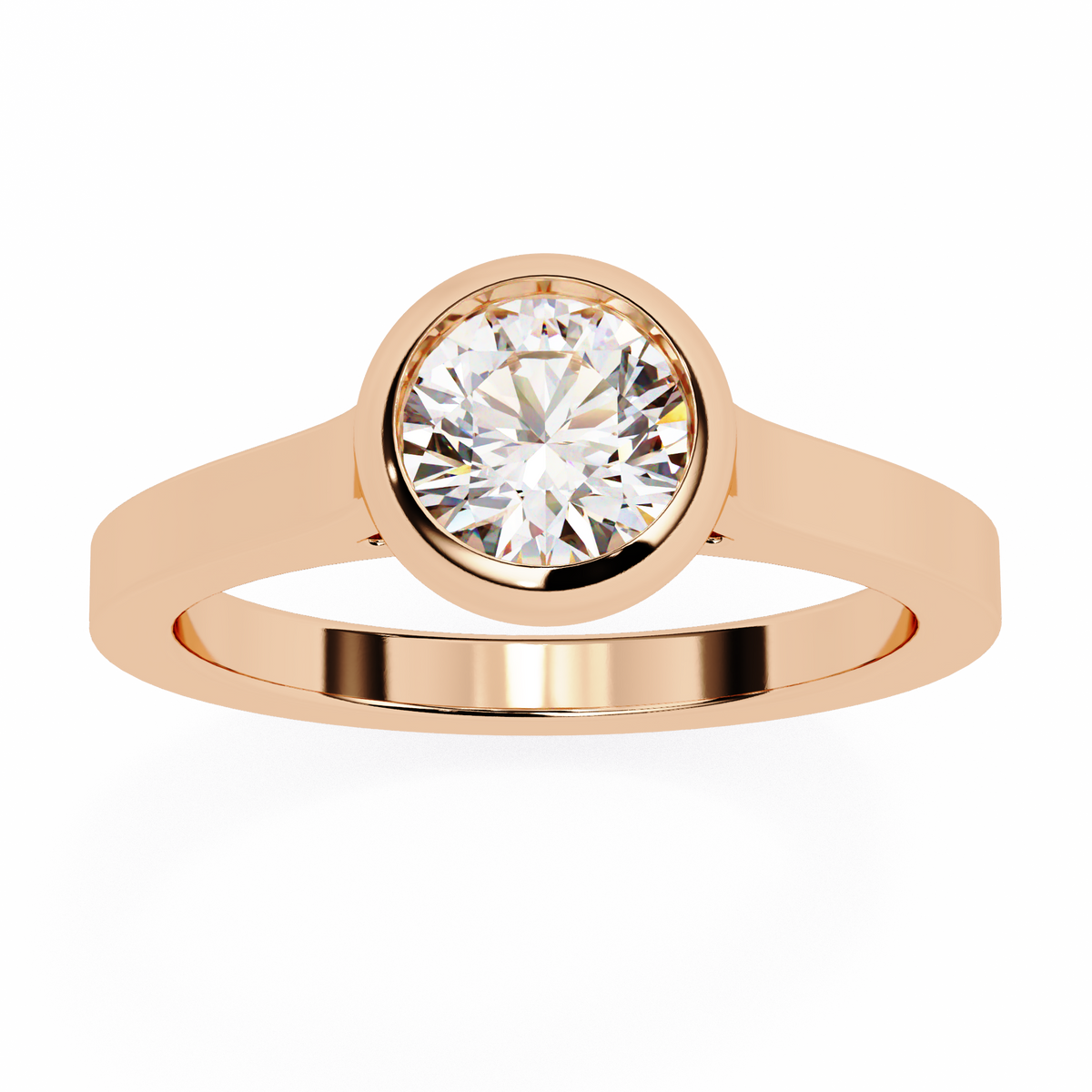 Reverra 14K Gold Round Lab Grown Diamond Bezel Engagement Ring for Women, CTTW-0.64