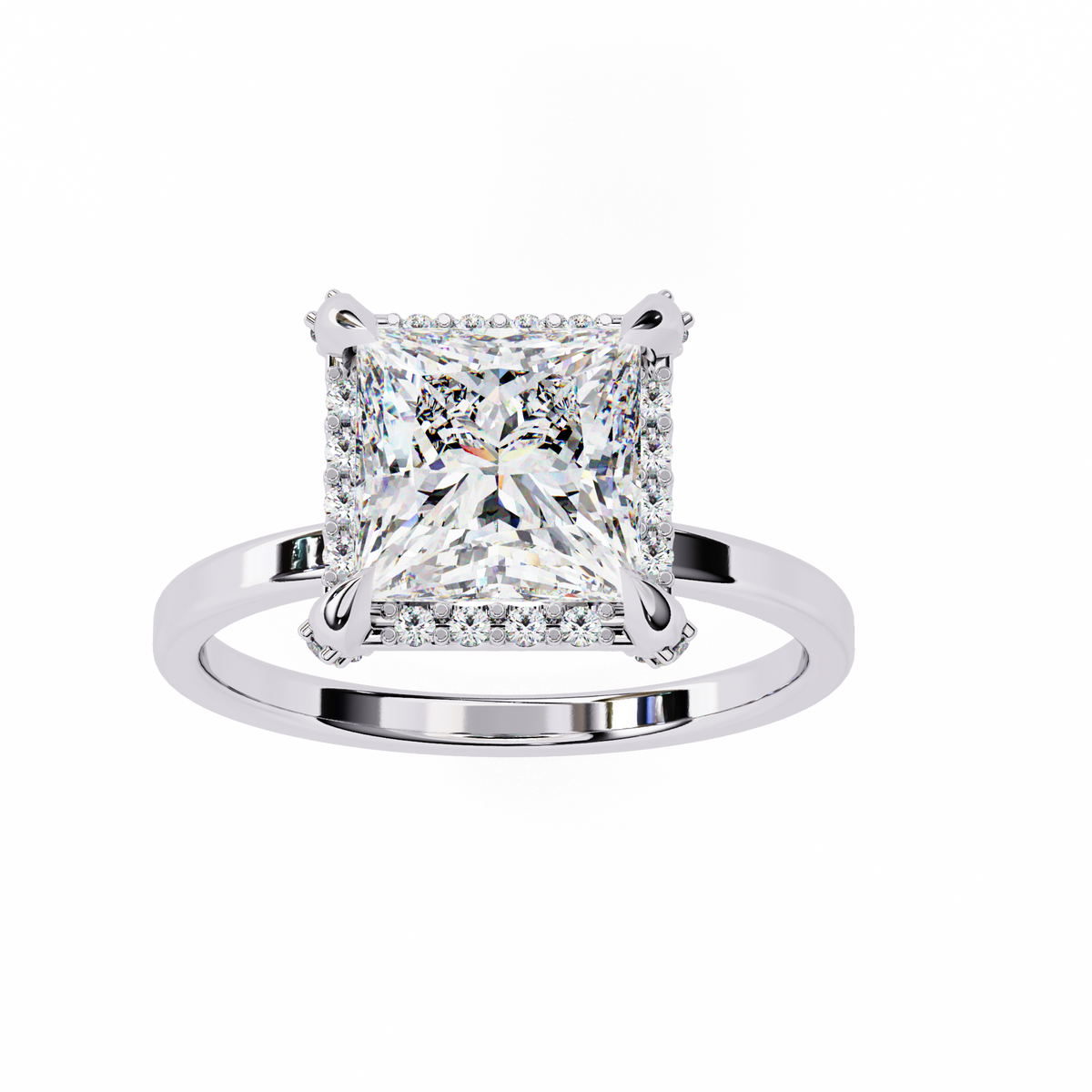 Reverra 14K Princess Diamond Halo Engagement Ring, CTTW-2.22