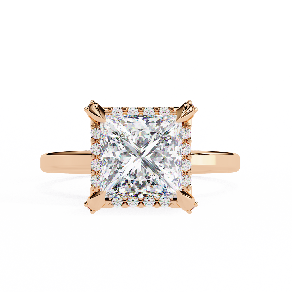 Reverra 14K Princess Diamond Halo Engagement Ring, CTTW-2.22