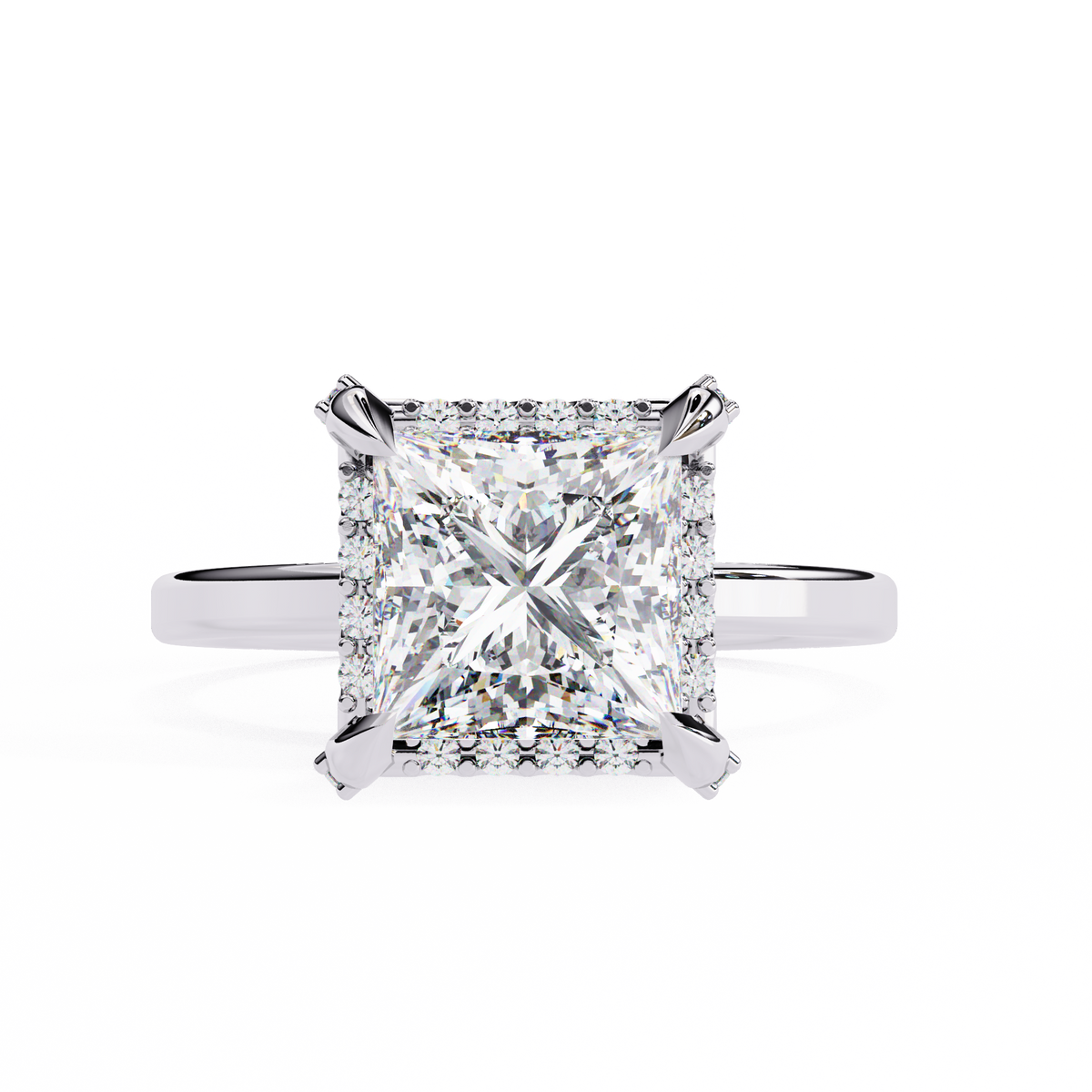 Reverra 14K Princess Diamond Halo Engagement Ring, CTTW-2.22