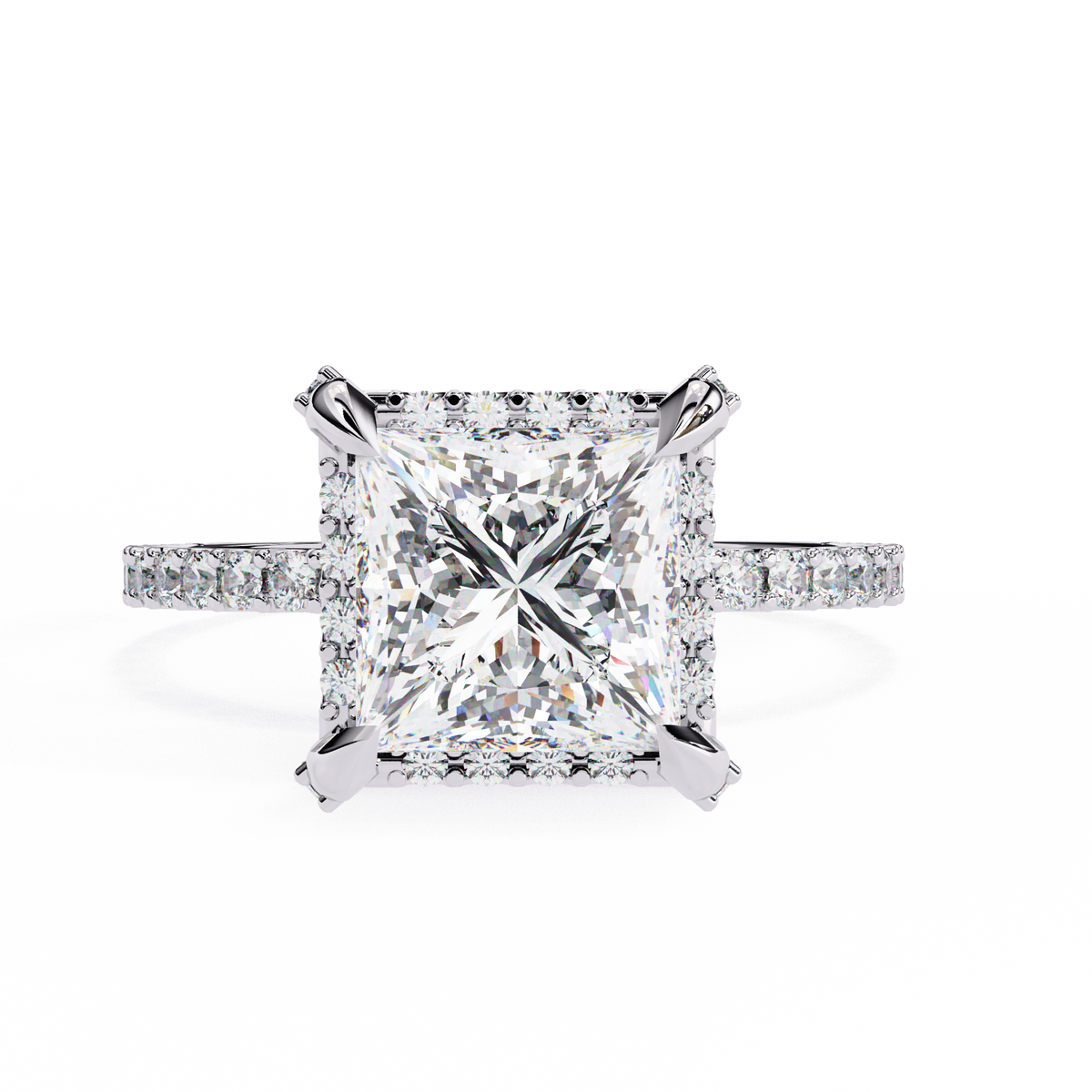 Reverra 14K Princess Halo Diamond Engagement Ring, CTTW-2.52